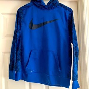 Boys Nike hoodie. YXL. Royal Blue with black.